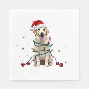 Serviette En Papier T-shirt de Noël moche avec chien Boxer blanc drôle