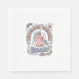 Serviette En Papier T-Shirt de style rétro avec licorne dinosaure lico