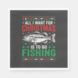 Serviette En Papier T-shirt dégueulasse de pêche de bass de Noël