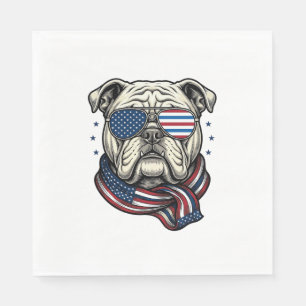 Serviette En Papier T-shirt design de gravure vintage bulldog patrioti