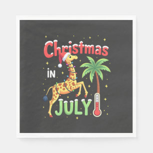 Serviette En Papier T-shirt drôle de Noël en juillet Santa Girafe Palm