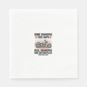Serviette En Papier T-shirt drôle grand-père moto gravure vintage
