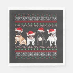 Serviette En Papier T-shirt essentiel de Noël laid avec Bulldog França