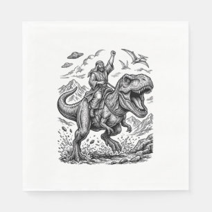 Serviette En Papier T-shirt graphique à motif de cavalier dinosaure gr