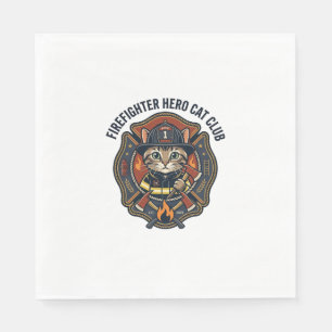 Serviette En Papier T-shirt graphique chat héros pompier - Pompiers