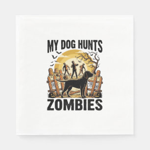 Serviette En Papier T-shirt Halloween Vintage Chien de Chasse aux Zomb