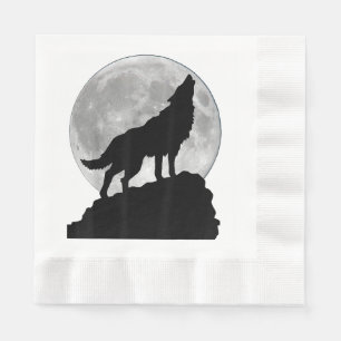 Serviette En Papier T Shirt Loup sous la lumière de la lune - Chien to