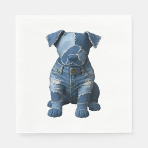 Serviette En Papier T-shirt mignon avec patchwork en jean et chien