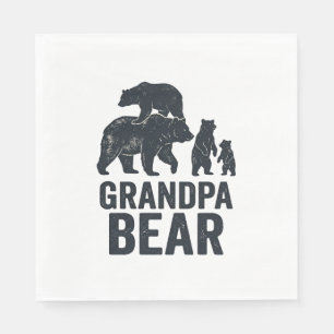 Serviette En Papier T-shirt ours ours papy vintage gravure famille our