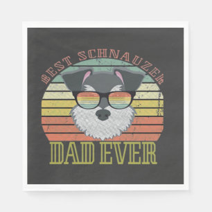 Serviette En Papier T-shirt Papa Schnauzer Meilleur Vintage pour la Fê