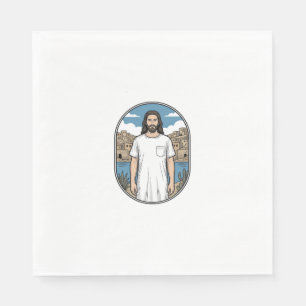 Serviette En Papier T-Shirt Scénique à Figure Spirituelle Gravure Vint