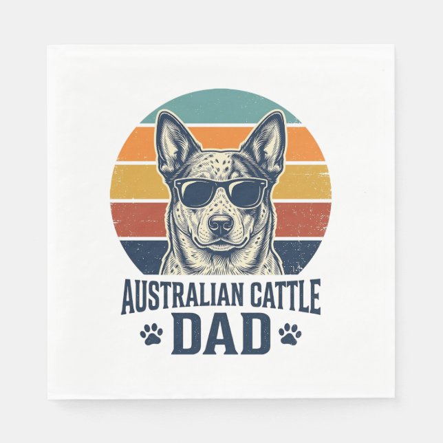 Serviette En Papier T-shirt vintage coucher de soleil Papa Chien Bouvi (Devant)