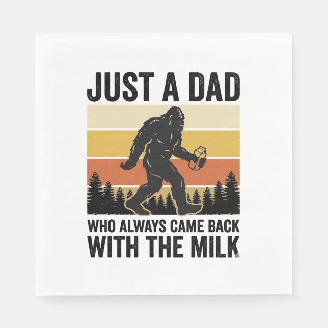 Serviette En Papier T-shirt vintage drôle Papa est revenu avec le lait (Devant)