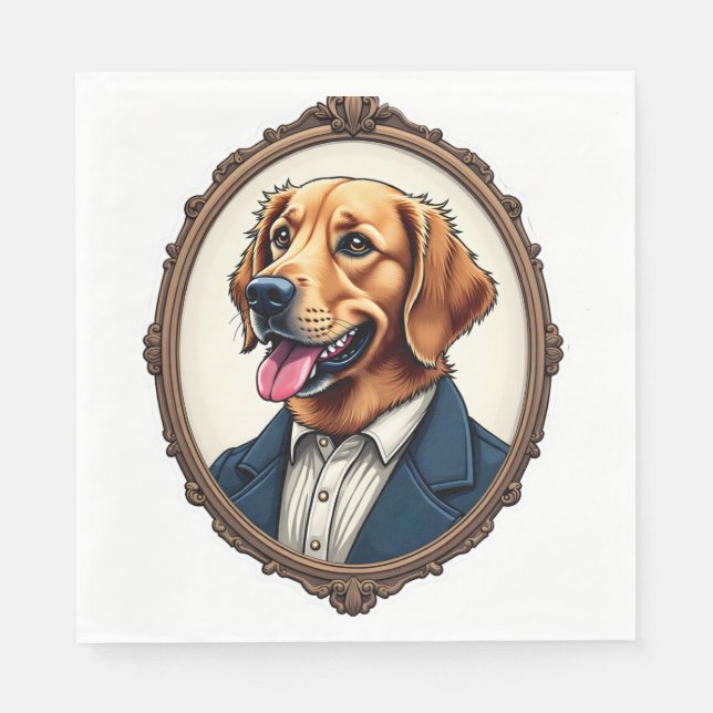 Serviette En Papier T-Shirt Vintage Portrait de Golden Retriever Patri (Devant)