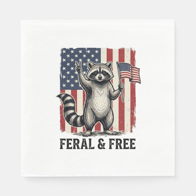 Serviette En Papier T-shirt vintage Raton laveur patriotique sauvage e (Devant)