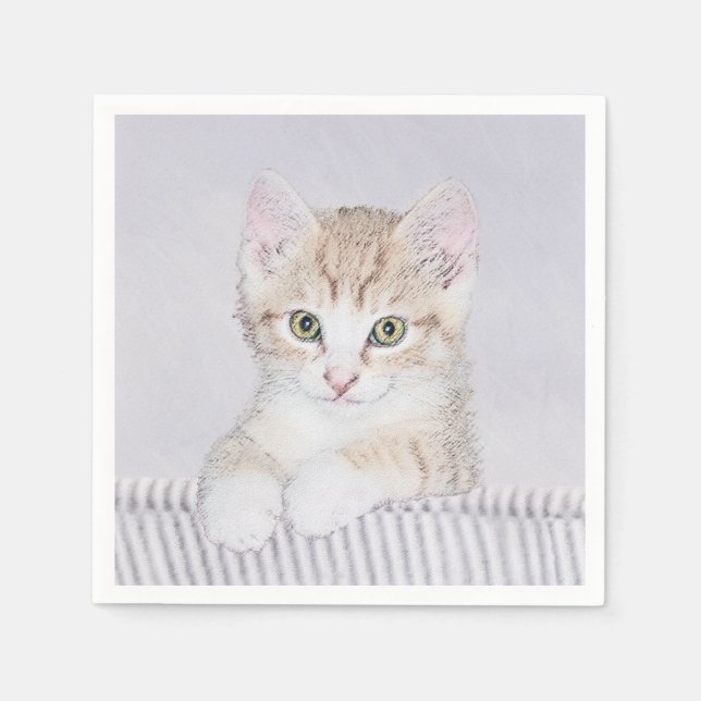 Serviette En Papier Tabby Orange Kitten Peinture - Art Chat original (Devant)