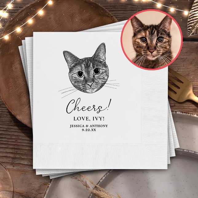 Serviette En Papier Tabby Tirage à la main de chats Chefs personnalisé (Créateur téléchargé)