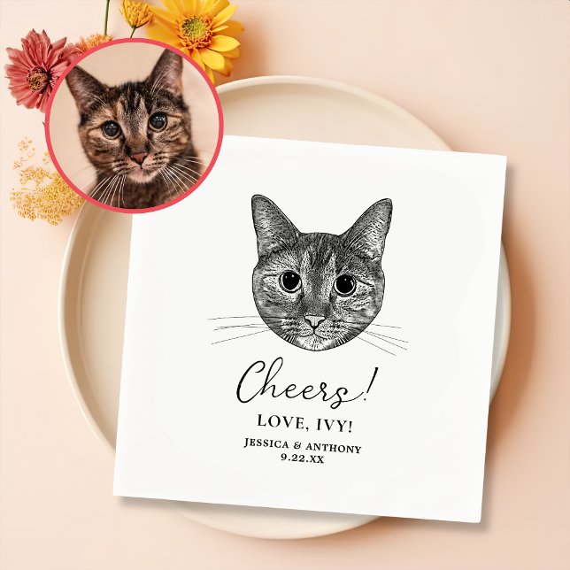 Serviette En Papier Tabby Tirage à la main de chats Chefs personnalisé (Créateur téléchargé)