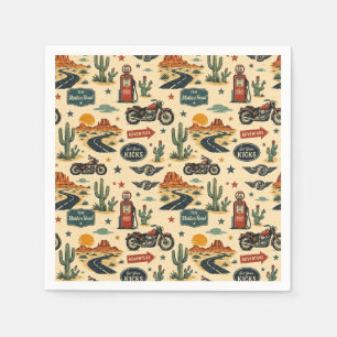 Serviette En Papier Table de fête de moto Route 66 Americana