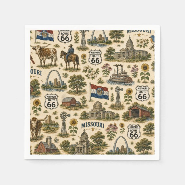 Serviette En Papier Table de la route 66 du Missouri Gateway (Devant)