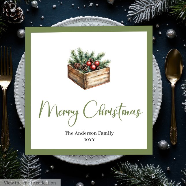 Serviette En Papier Table de Noël Bohème Scandinave Classique  (Classic Boho Scandinavian Christmas Tree Table Napkins)