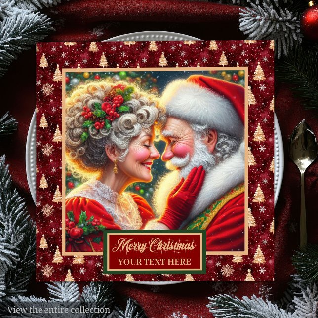 Serviette En Papier Table de Noël Naples Rouge Or Vert Design (Christmas Table Napkins Red Gold Green Design)