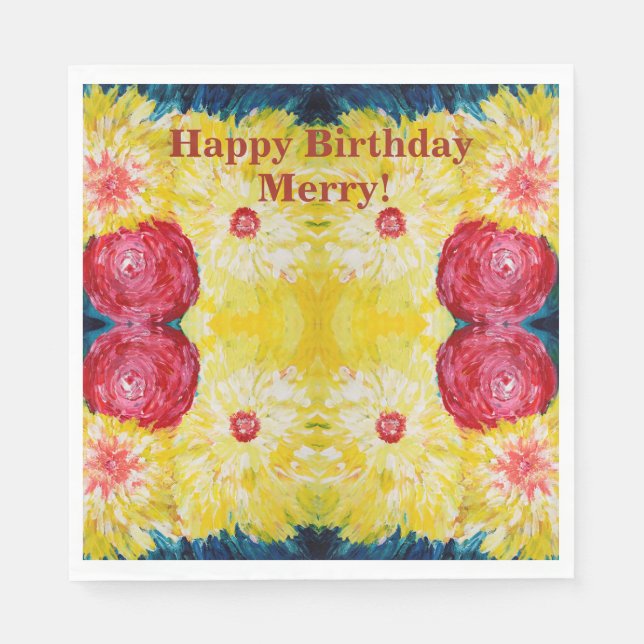 Serviette En Papier Tableau abstrait de l'explosion florale (Devant)