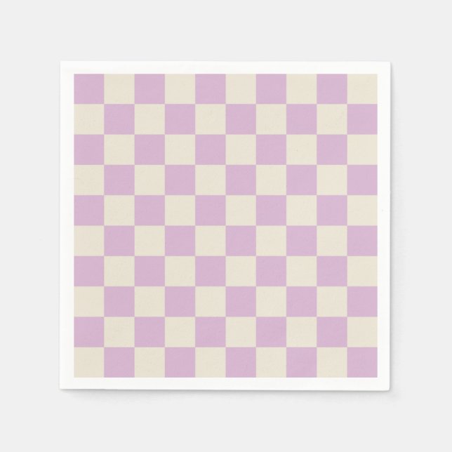 Serviette En Papier Tableau de contrôle blanc Lavender et Off (Devant)