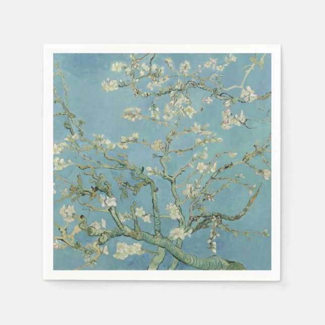 Serviette En Papier Tableau des fleurs d'amandes de Van Gogh (Devant)
