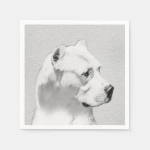 Serviette En Papier Tableau Dogo Argentino - Art Chien original