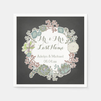 Serviette En Papier Tableau noir Succulent Wreath papier Mariage servi