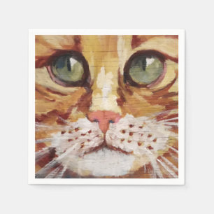 Serviette En Papier Tableau Orange Tabby détail serviettes