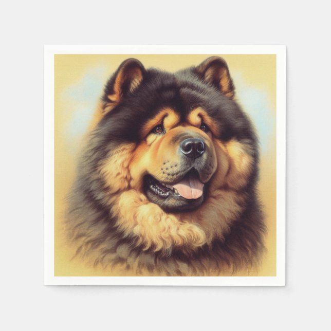 Serviette En Papier Tableau vintage Chow-Chow (Devant)
