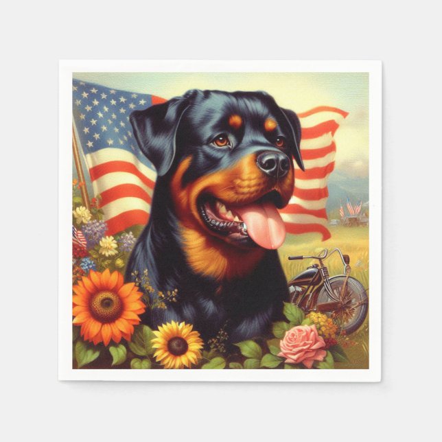 Serviette En Papier Tableau vintage Rottweiler (Devant)