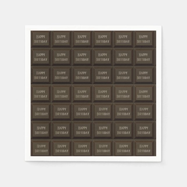 Serviette En Papier Tablette de chocolat noir pour anniversaire (Devant)