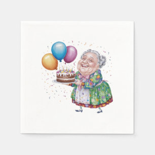 Serviette En Papier Tablier floral drôle de grand-mère pour l'annivers