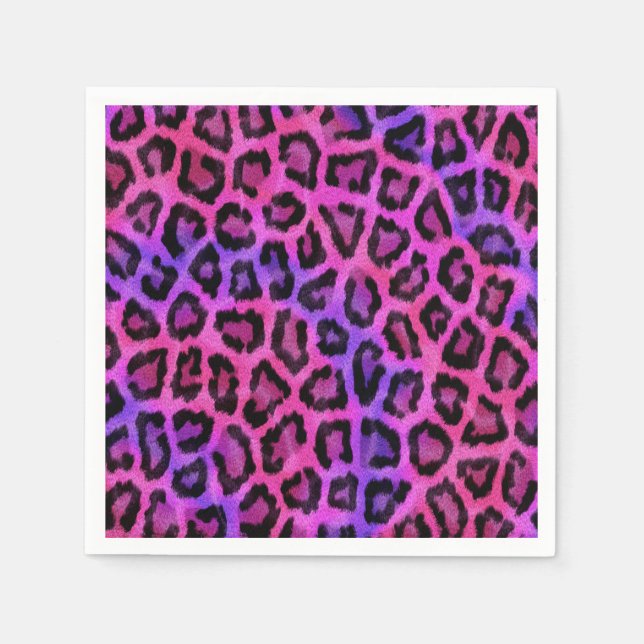 Serviette En Papier Taches de fourrure de léopard rose et violet (Devant)