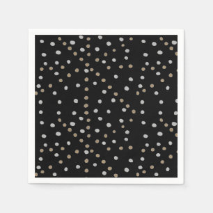 Serviette En Papier Taches de polka argent et or
