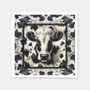 Serviette En Papier Taches de vache noires et blanches Cuir de vache p