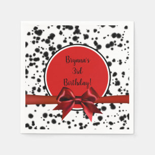 Serviette En Papier Tacheté noir blanc rouge noeud Dalmatien Fête d'an