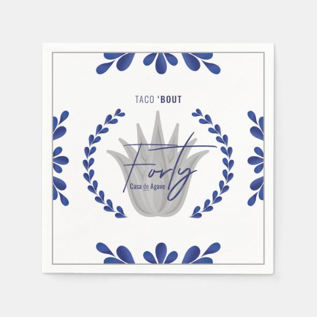 Serviette En Papier Taco' Bout 40 | Serviettes Tequila bleu/argent (Devant)