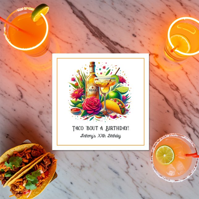 Serviette En Papier "Taco ’Bout a Birthday" Tequila & Margarita Fiesta ("Taco ’Bout a Birthday” Tequila & Margarita Fiesta Napkins)