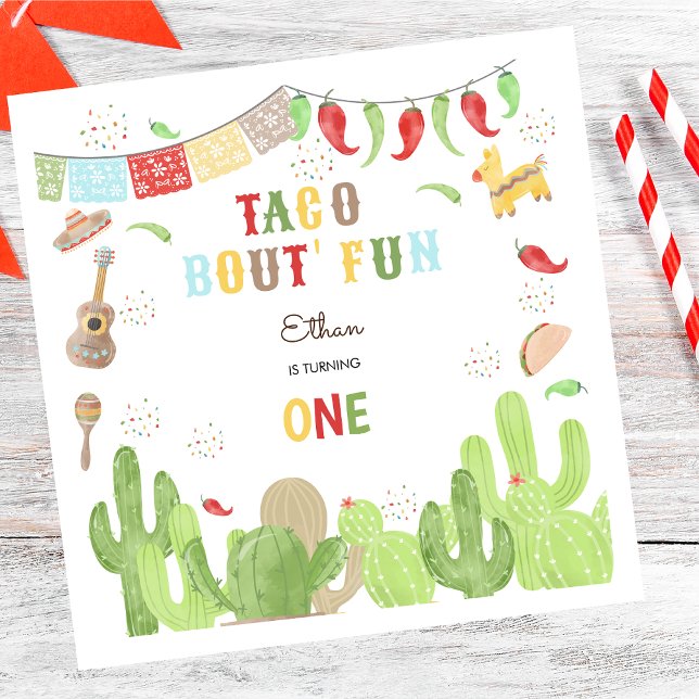 Serviette En Papier Taco bout' fun fiesta mexicaine premier anniversai (Créateur téléchargé)