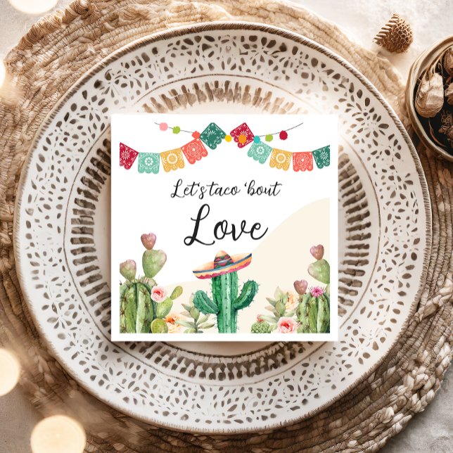 Serviette En Papier Taco Bout Love Fiesta Cactus Aquarelle Douche (Créateur téléchargé)