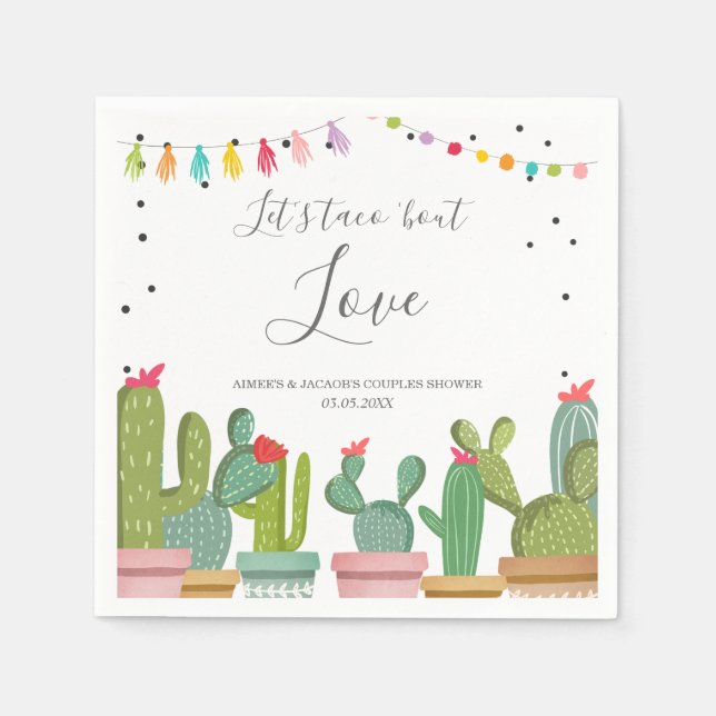 Serviette En Papier Taco Bout Love Fiesta Couples Douche serviettes (Devant)