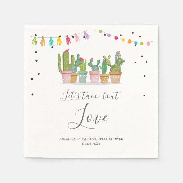 Serviette En Papier Taco Bout Love Fiesta Couples Douche serviettes (Devant)