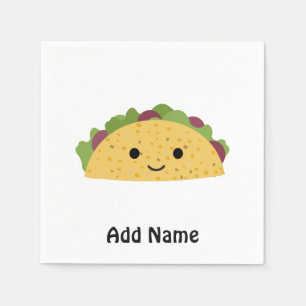 Serviette En Papier Taco de sourire de Kawaii de bande dessinée