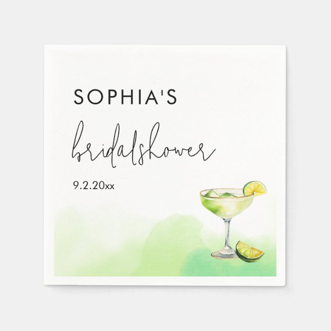 Serviette En Papier Tacos à l'aquarelle et fête prénuptiale Tequila (Devant)