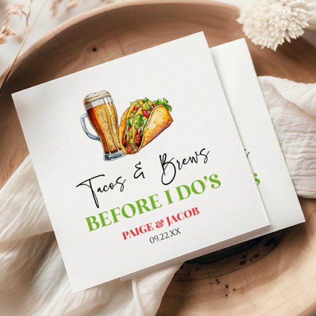 Serviette En Papier Tacos et bières avant de se dire oui ! Dîner de ré (Créateur téléchargé)