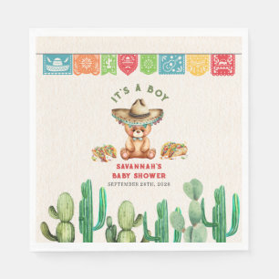 Serviette En Papier Tacos et Nounours Cactus Baby shower garçon Fiesta